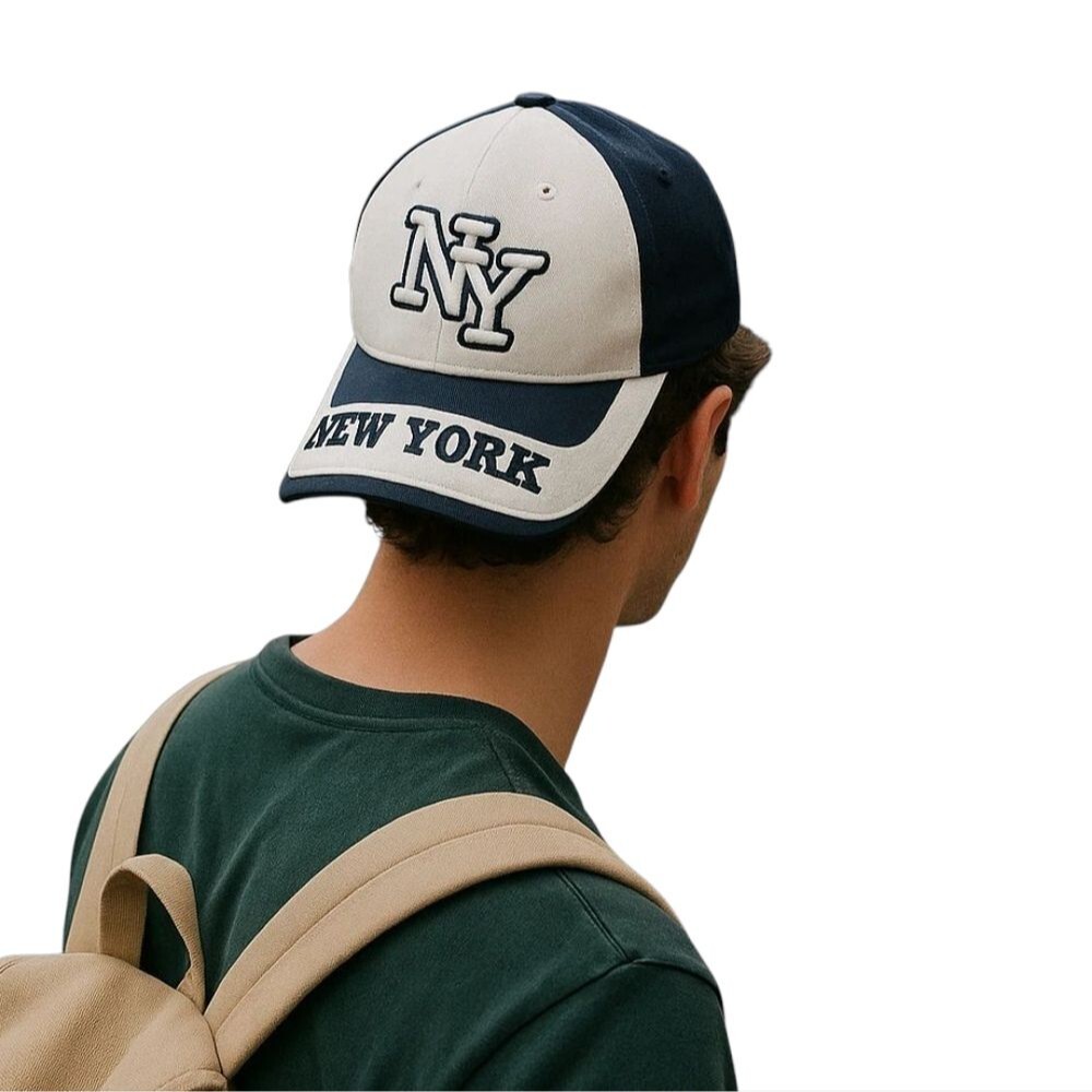 Vintage City Hunter Brand Baseball Cap NY New York Blue/White 7 Panels